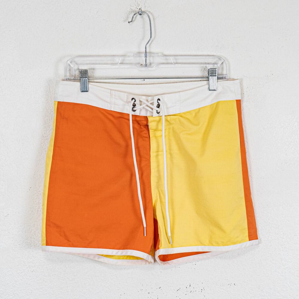 Hammies The Boardrider Trunk Shorts 60s Orange Yellow Colorblock Sz 30